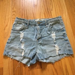 Papaya high rise ripped jean shorts